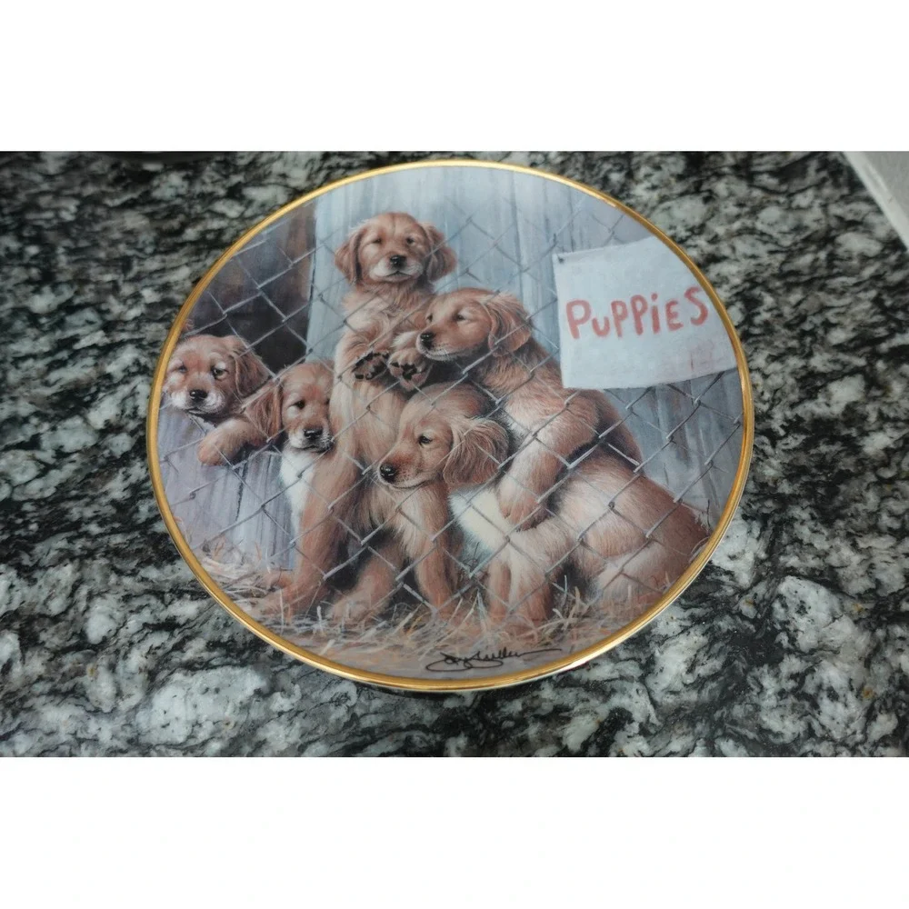 Vintage fine Porcelain Adopt a Puppy‎ Decorative plate